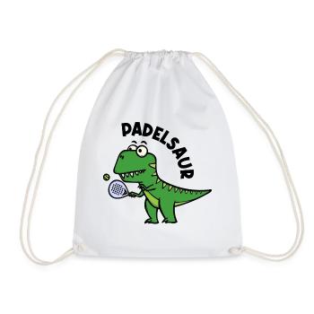 Padel Schläger Spieler Ball Dinosaurier Spruch - Turnbeutel - Weiß - Vorne