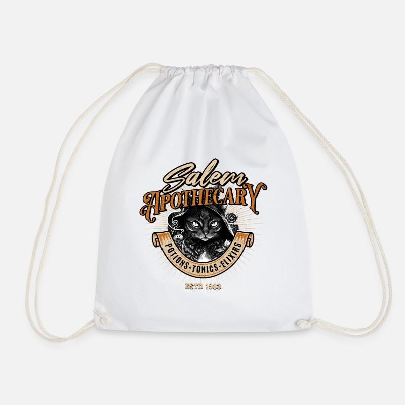 Wizard Cat Salem Apothecary - Drawstring Bag - white