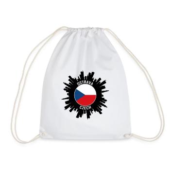 Ostrava Skyline Czech Flag Travel Souvenir - Drawstring Bag - white - Front