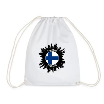Tampere Skyline Finland Flag Travel Souvenir - Drawstring Bag - white - Front