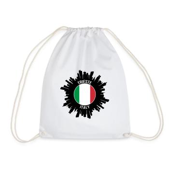 Trieste Skyline Italy Flag Travel Souvenir - Drawstring Bag - white - Front