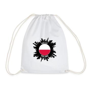 Kielce Skyline Poland Flag Travel Souvenir - Drawstring Bag - white - Front