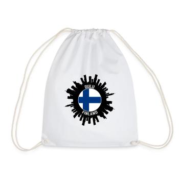 Oulu Skyline Finland Flag Travel Souvenir - Drawstring Bag - white - Front