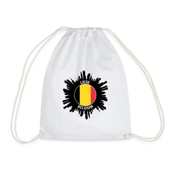 Liege Skyline Belgium Flag Travel Souvenir - Drawstring Bag - white - Front