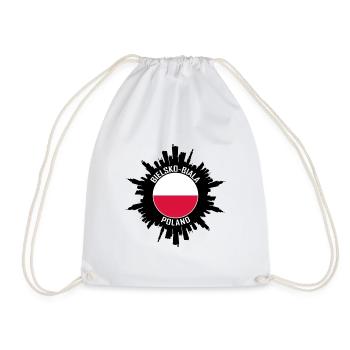 Bielsko Biala Skyline Poland Flag Travel Souvenir - Drawstring Bag - white - Front