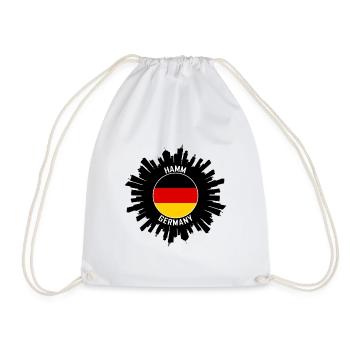 Hamm Skyline Germany Flag Travel Souvenir - Drawstring Bag - white - Front