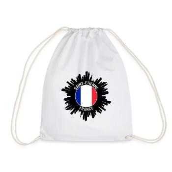 Saint Etienne Skyline France Flag Travel Souvenir - Drawstring Bag - white - Front