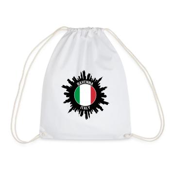 Ravenna Skyline Italy Flag Travel Souvenir - Drawstring Bag - white - Front