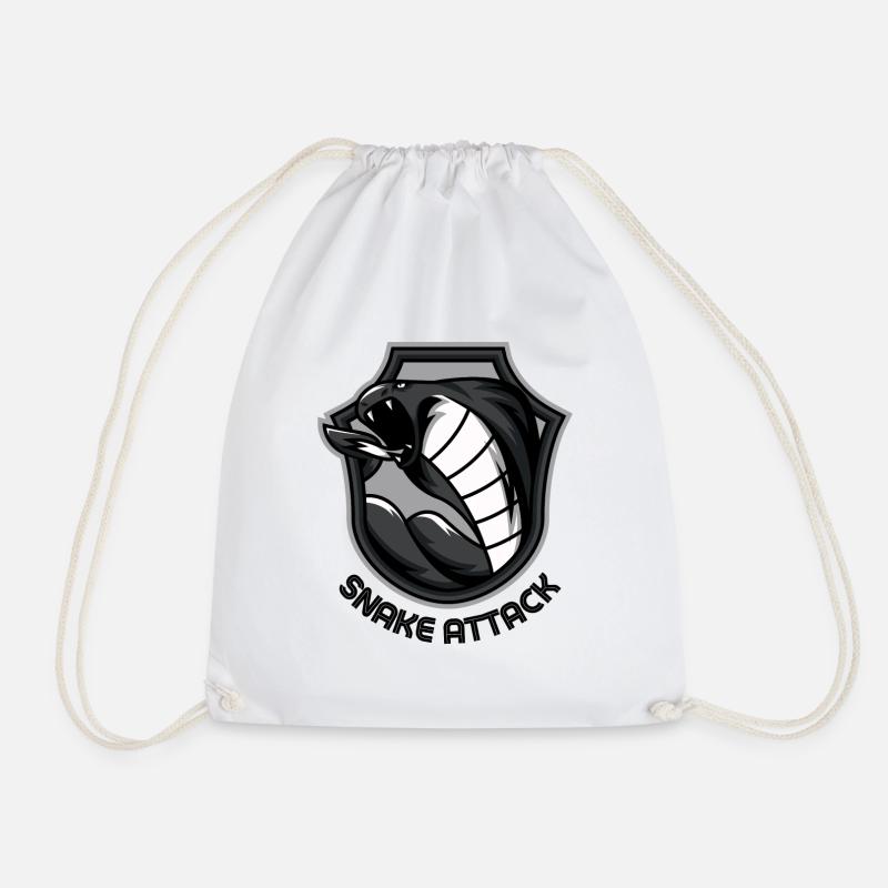 SNAKE ATTACK - Drawstring Bag - white