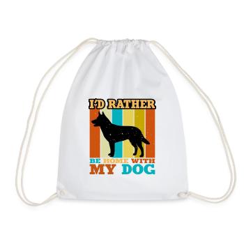 Australian Kelpie Dog Love Silhouette Retro Sunset - Drawstring Bag - white - Front