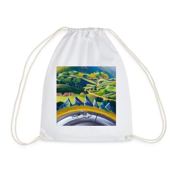 bicycle in mountains - Drawstring Bag - white - Front