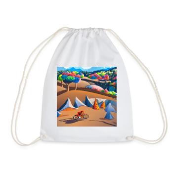 bike in sunny mountains - Drawstring Bag - white - Front