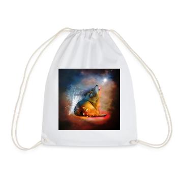 The majesty of wolves with fire and water - Drawstring Bag - white - Front