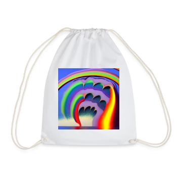 Regenbogen mit großer Sonne oben - Turnbeutel - Weiß - Vorne
