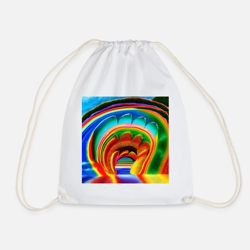 sunny day rainbow - Drawstring Bag - white