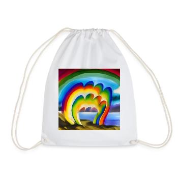 Regenbogen für Künstler mit großer Sonne über - Turnbeutel - Weiß - Vorne