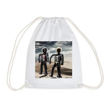 men in cyber world - Drawstring Bag - white - Front
