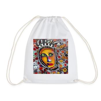 Abstract face - Drawstring Bag - white - Front