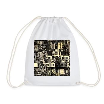 MAN IN CYBER WORLD - Drawstring Bag - white - Front