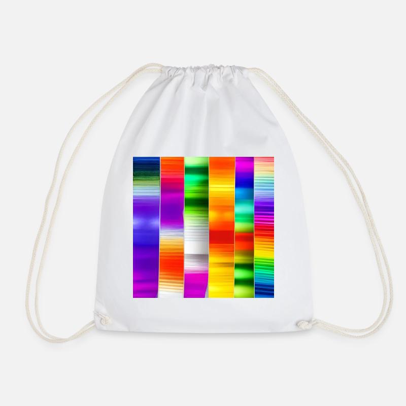 mix of crazy vertical colours - Drawstring Bag - white