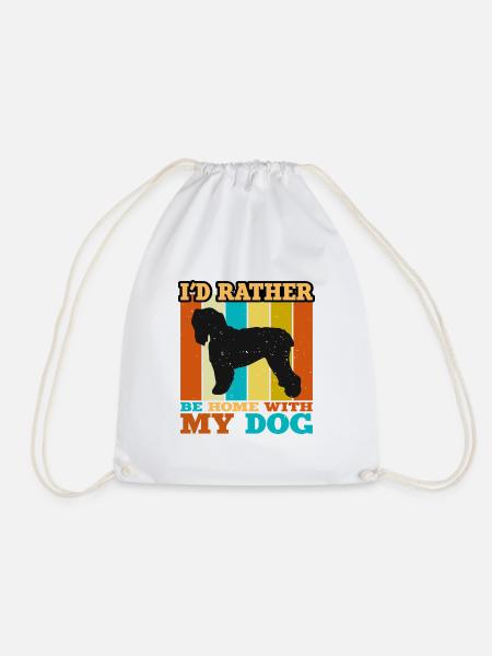 Schwarzer Russischer Terrier Hund Silhouette Retro Sonnenuntergang - Turnbeutel - Weiß