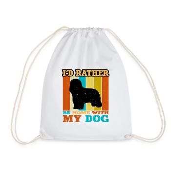 Briard Dog Lover Silhouette Vintage Sunset - Drawstring Bag - white - Front