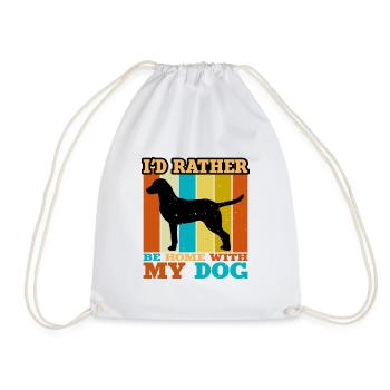 Chesapeake Bay Retriever Dog Silhouette Retro Sun - Drawstring Bag - white - Front