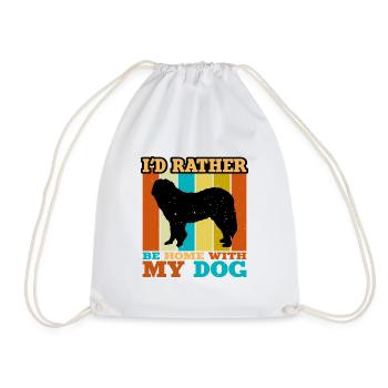 Caucasian Shepherd Dog Silhouette Retro Sunset - Drawstring Bag - white - Front