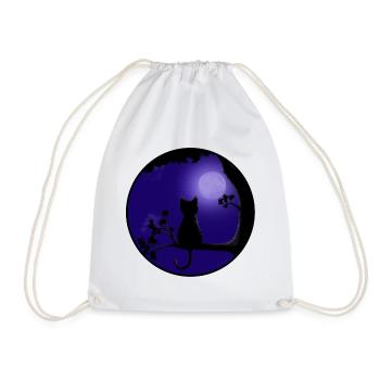 Cat Moon - Drawstring Bag - white - Front