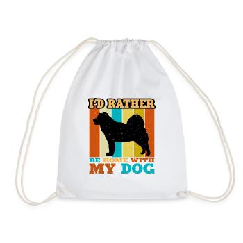 Greenland Dog Lover Silhouette Vintage Sunset - Drawstring Bag - white - Front