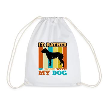 Irish Wolfhound Dog Love Silhouette Vintage Sunset - Drawstring Bag - white - Front