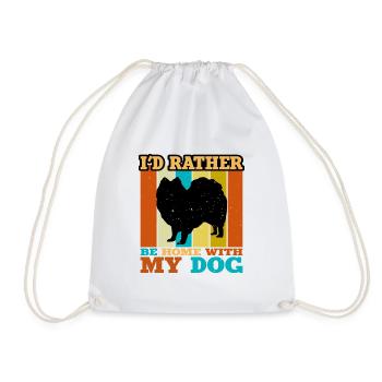 Indischer Spitz Hund Liebhaber Silhouette Vintage Sonnenuntergang - Turnbeutel - Weiß - Vorne