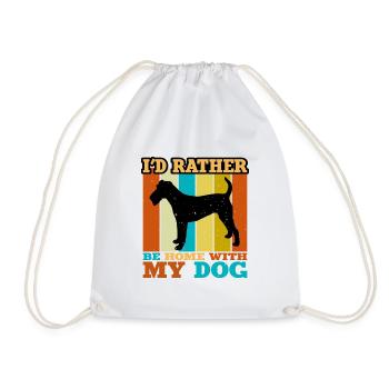 Irish Terrier Dog Lover Silhouette Vintage Sunset - Drawstring Bag - white - Front
