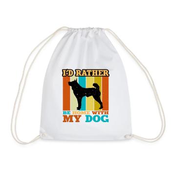 Karelian Bear Dog Lover Silhouette Vintage Sunset - Drawstring Bag - white - Front