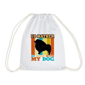 Keeshond Dog Lover Silhouette Vintage Sunset - Drawstring Bag - white - Front