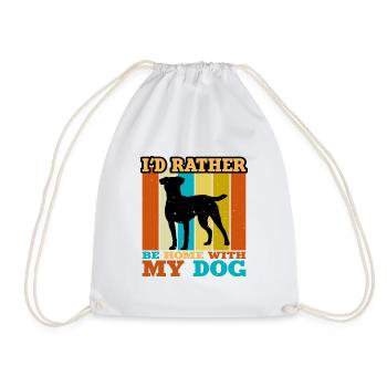 Patterdale Terrier Dog Silhouette Retro Sunset - Drawstring Bag - white - Front