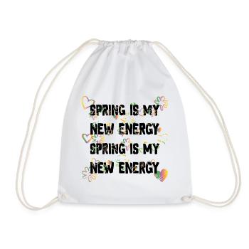 spring is my new energy black - Drawstring Bag - white - Front
