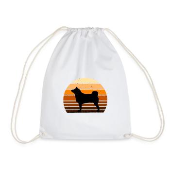 Akita Dog Silhouette Vintage Sonnenuntergang für Hundeliebhaber - Turnbeutel - Weiß - Vorne