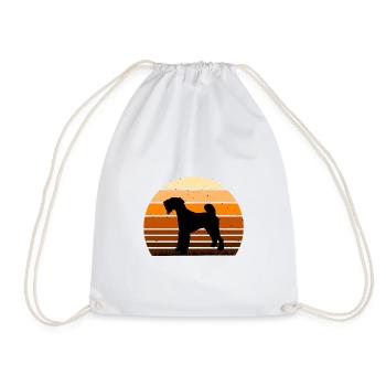 Airedale Terrier Hundeliebhaber Silhouette Retro Sonnenuntergang - Turnbeutel - Weiß - Vorne