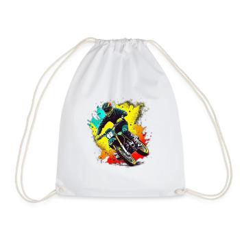 Motocross Farbexplosion - Turnbeutel - Weiß - Vorne