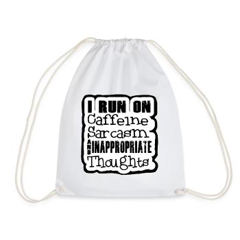 Ich ernähre mich von Koffein und Sarkasmus. Humor - Turnbeutel - Weiß - Vorne