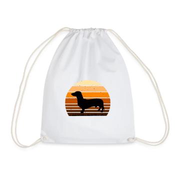 Dachsund Dog Lover Silhouette Vintage Sunset - Turnbeutel - Weiß - Vorne