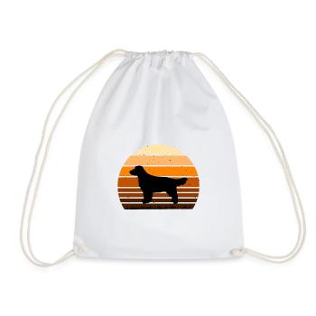 Field Spaniel Hund Liebhaber Silhouette Vintage Sonnenuntergang - Turnbeutel - Weiß - Vorne