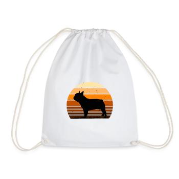 Amoureux du Bouledogue Français Silhouette Vintage Coucher de Soleil - Sac de sport léger - blanc - Devant