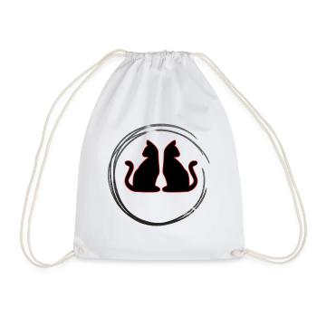 Red / Black Twin Cats - Drawstring Bag - white - Front
