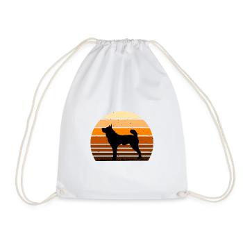 Karelian Bear Dog Lover Silhouette Vintage Sunset - Drawstring Bag - white - Front
