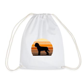 Lagotto Romagnolo Dog Love Silhouette Retro Sunset - Drawstring Bag - white - Front