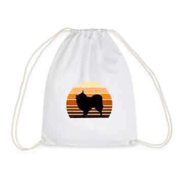 Volpino Italiano Hundeliebhaber Silhouette Retro Sunset - Turnbeutel - Weiß - Vorne