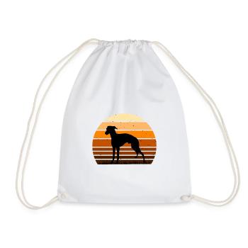Rampur Greyhound Dog Lover Silhouette Retro Sunset - Drawstring Bag - white - Front