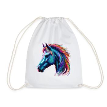 Chevaux Cheval Tête de Cheval Amoureux Néon Coloré - Sac de sport léger - blanc - Devant